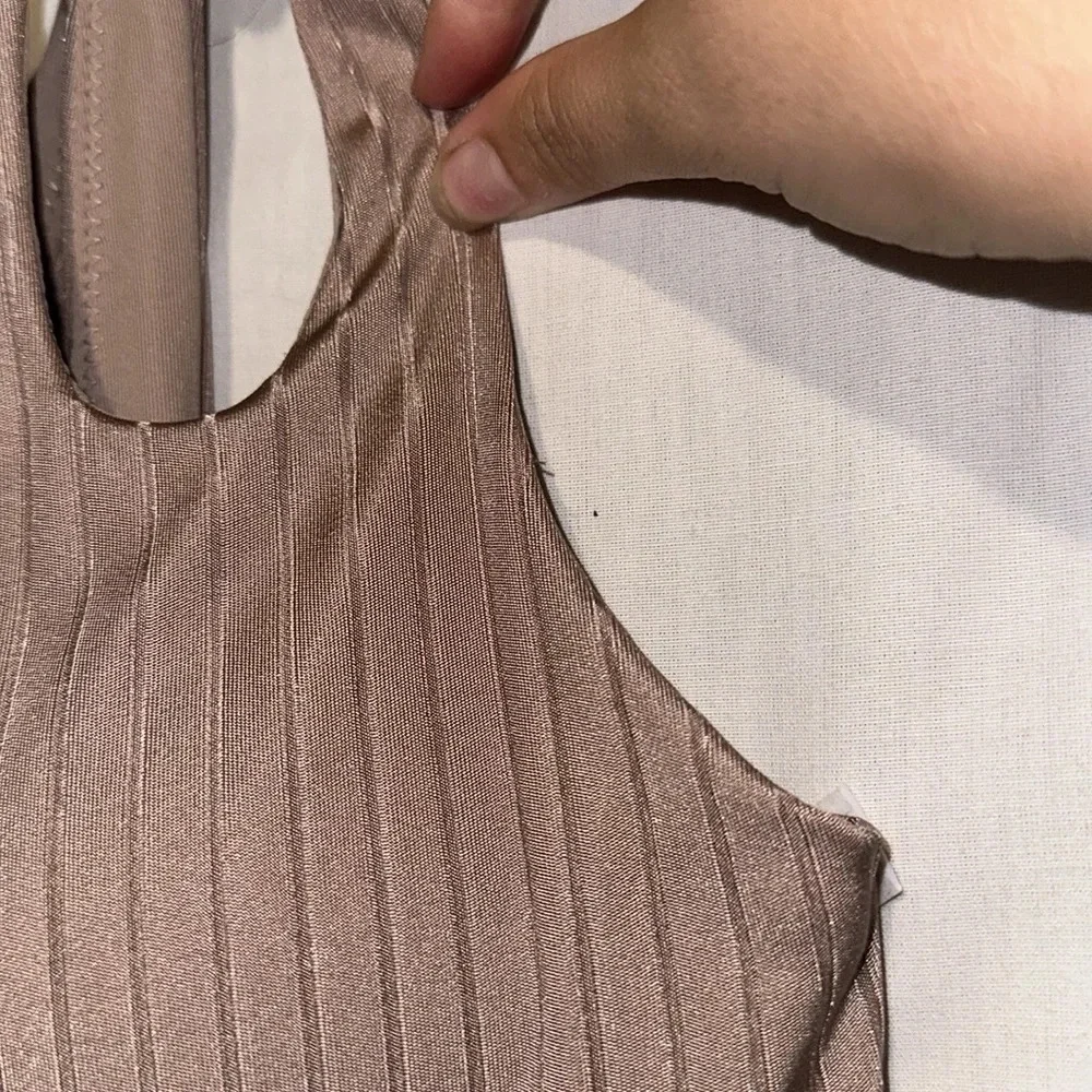 rose gold Aerie ribbed shine asymmetrical one piece swimsuit size medium